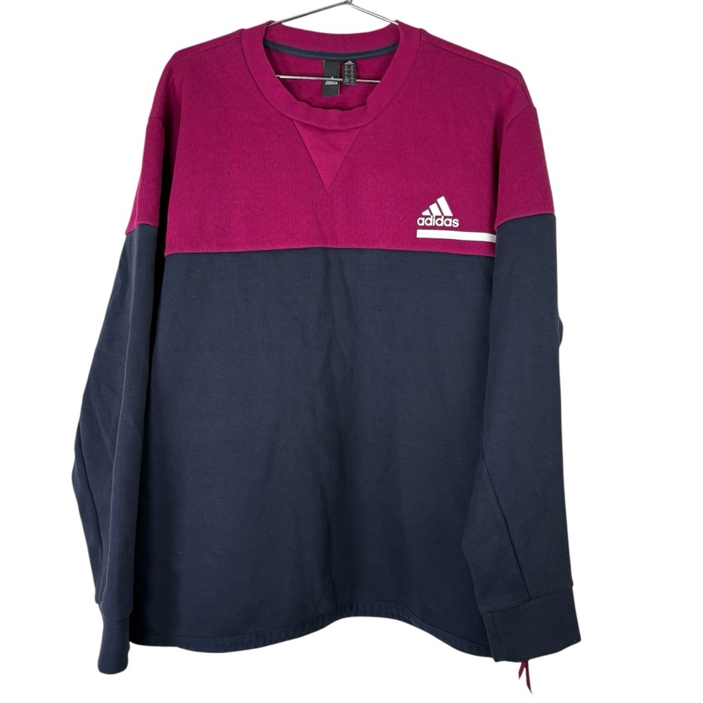 Adidas Men’s XL Burgundy Maroon Pullover Sweatshirt Crewneck Zipper Side Detail